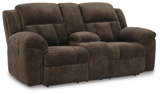 Frohn Reclining Loveseat with Console - Golden Home Furniture 