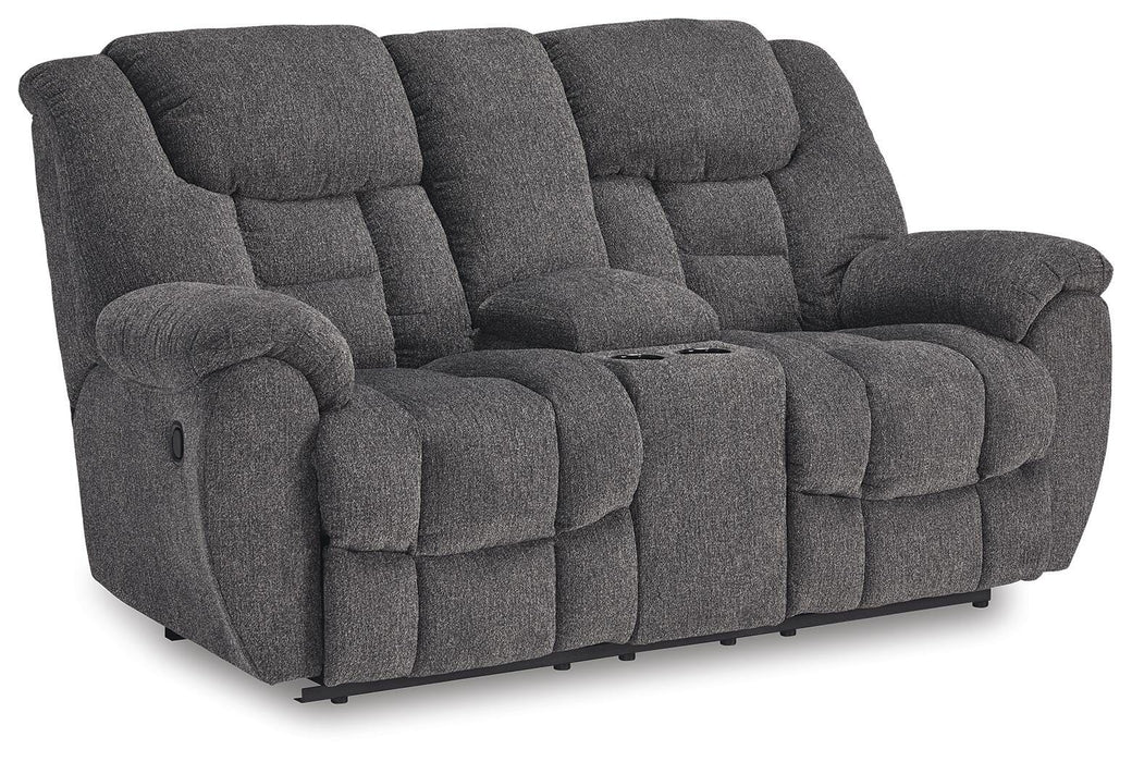 Foreside Reclining Loveseat with Console - Golden Home Furniture 