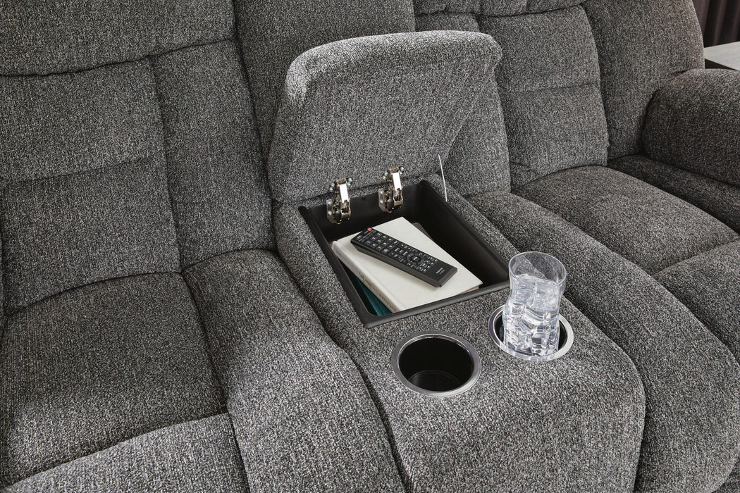 Foreside Reclining Loveseat with Console - Golden Home Furniture 
