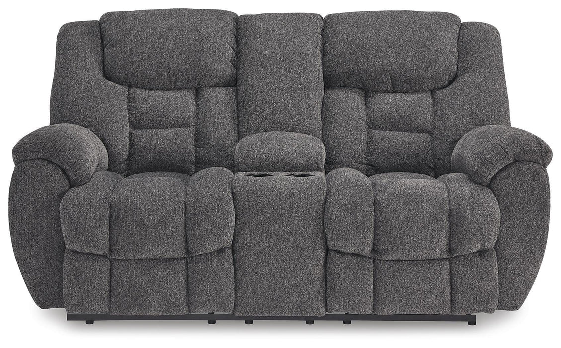 Foreside Reclining Loveseat with Console - Golden Home Furniture 