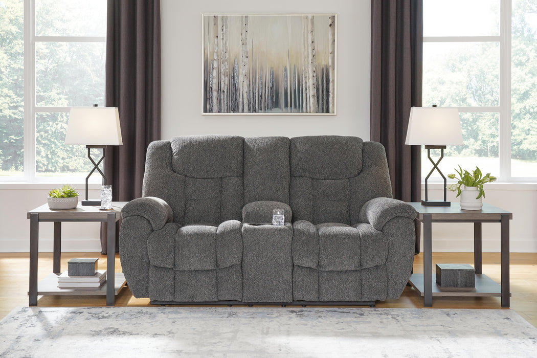 Foreside Reclining Loveseat with Console - Golden Home Furniture 