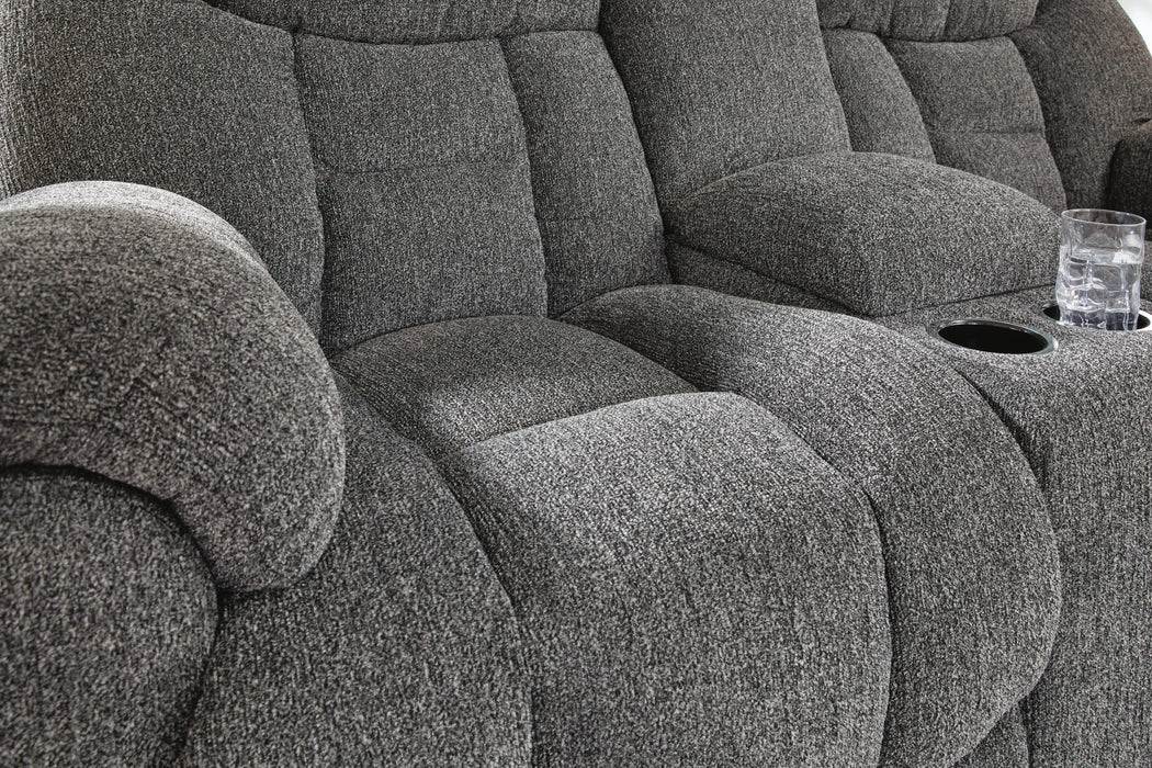 Foreside Reclining Loveseat with Console - Golden Home Furniture 