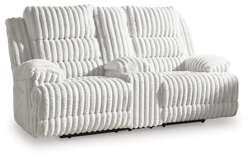 Rhines Falls Power Reclining Loveseat with Console - Golden Home Furniture 