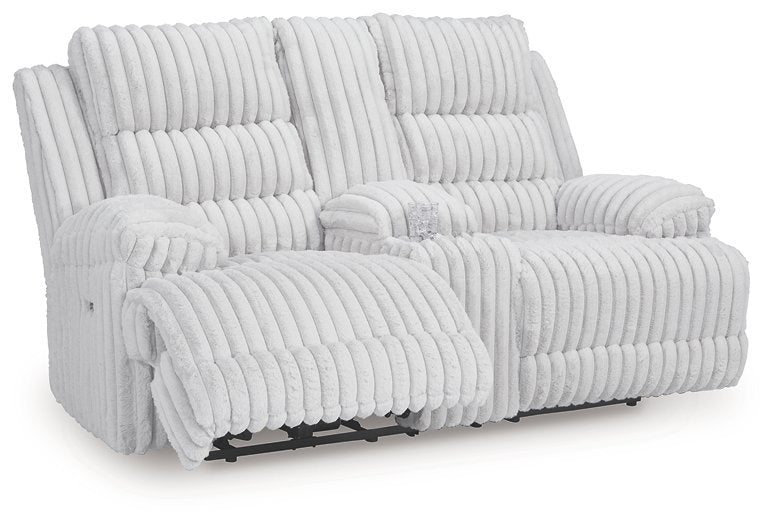 Rhines Falls Power Reclining Loveseat with Console - Golden Home Furniture (Columbus, OH) - Multi Location