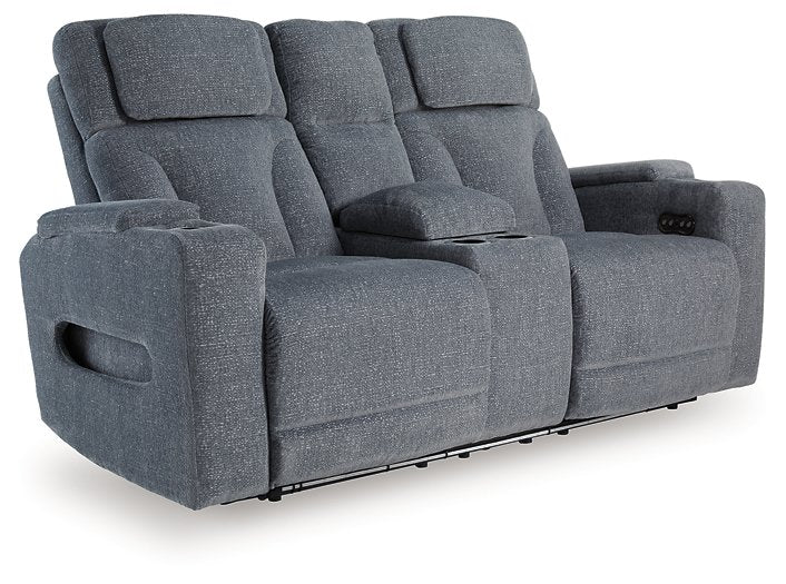 Studio Cave Power Reclining Loveseat with Console - Golden Home Furniture 