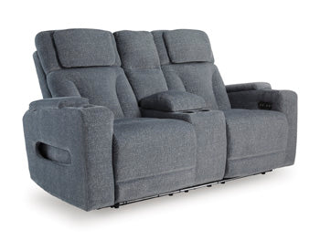 Studio Cave Power Reclining Loveseat with Console - Golden Home Furniture 