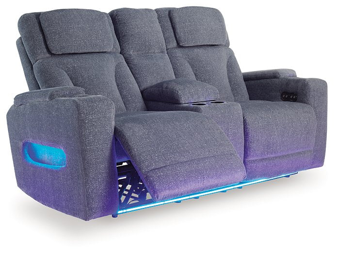Studio Cave Power Reclining Loveseat with Console - Golden Home Furniture 