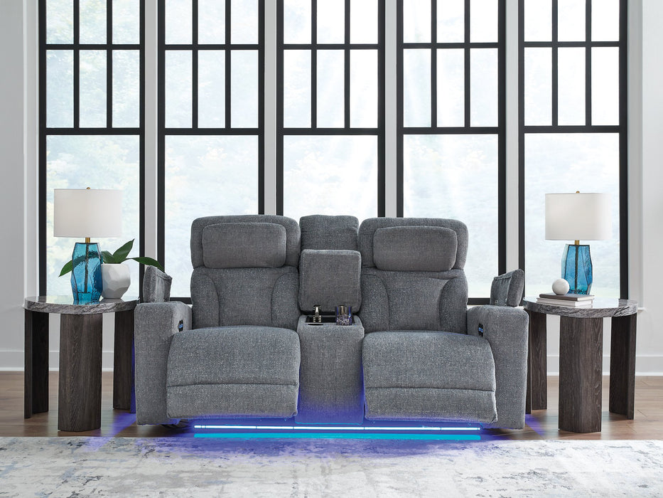 Studio Cave Power Reclining Loveseat with Console - Golden Home Furniture 