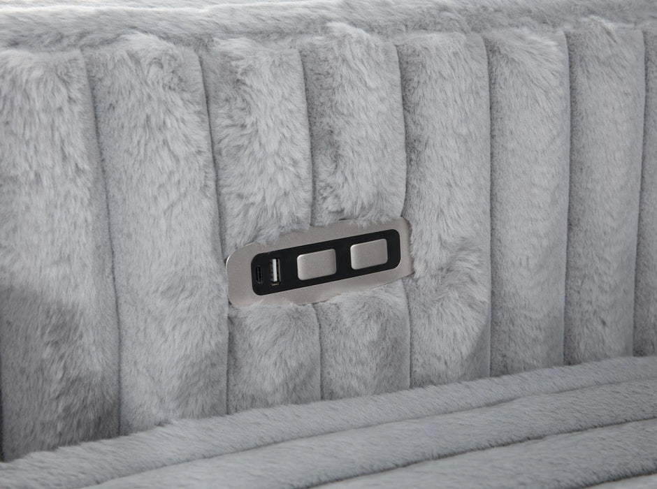 Gray Corduroy Power Reclining 4 Pc Sectional W/2 Wireless Charger