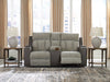 WhipLash Power Reclining Loveseat with Console - Golden Home Furniture 