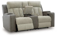 WhipLash Power Reclining Loveseat with Console - Golden Home Furniture 