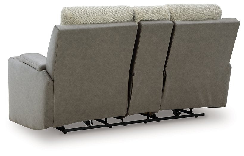 WhipLash Power Reclining Loveseat with Console - Golden Home Furniture 