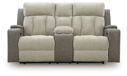 WhipLash Power Reclining Loveseat with Console - Golden Home Furniture 