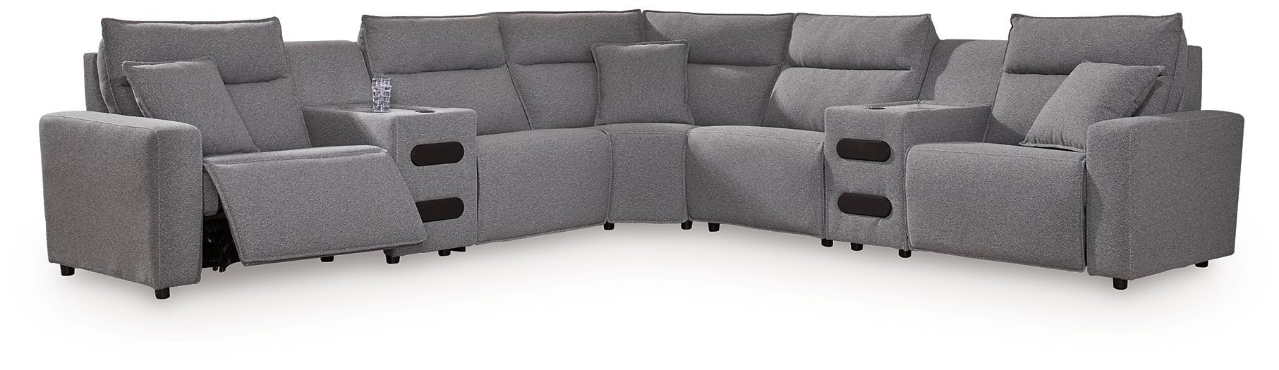 Modmax II Power Reclining Sectional with Audio Consoles - Golden Home Furniture 