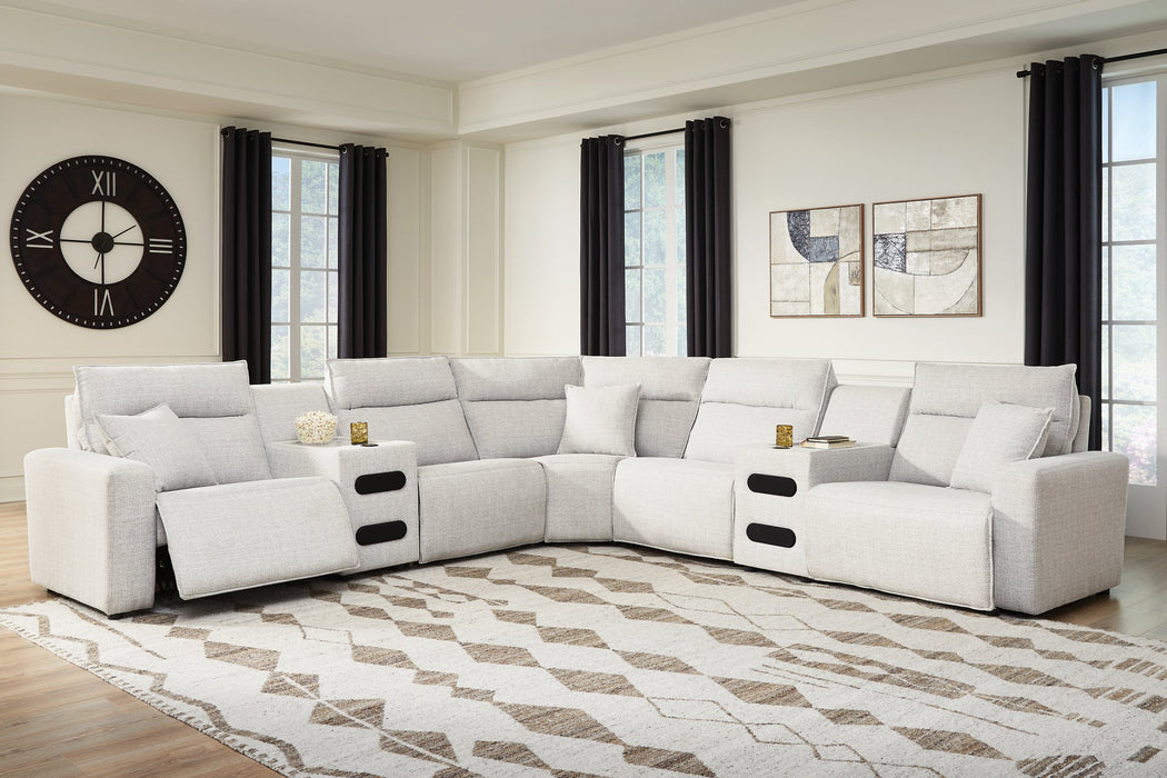 Modmax II Power Reclining Sectional with Audio Consoles - Golden Home Furniture 