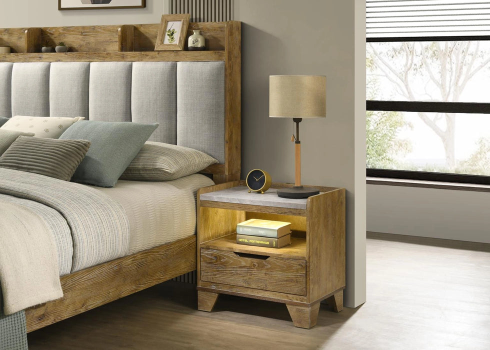 Light Aspen Oak King Bed
