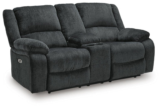 Draycoll Power Reclining Loveseat with Console - Golden Home Furniture 