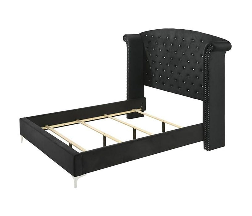 Crown Mark Furniture Lucinda King Upholstered Panel Bed in Black B9265-K - Golden Home Furniture (Columbus, OH) - Multi Location