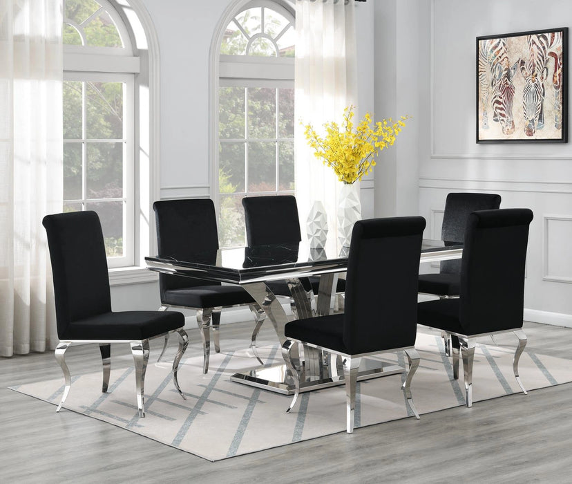 G-083-T-BLACK Dining Table-Black Marble