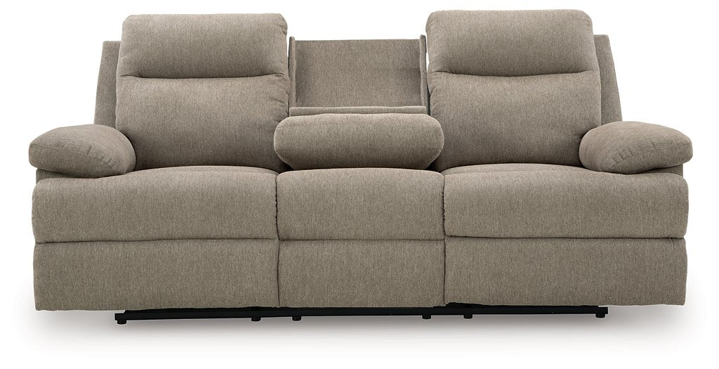 Side-Swipe Reclining Sofa with Drop Down Table - Golden Home Furniture 