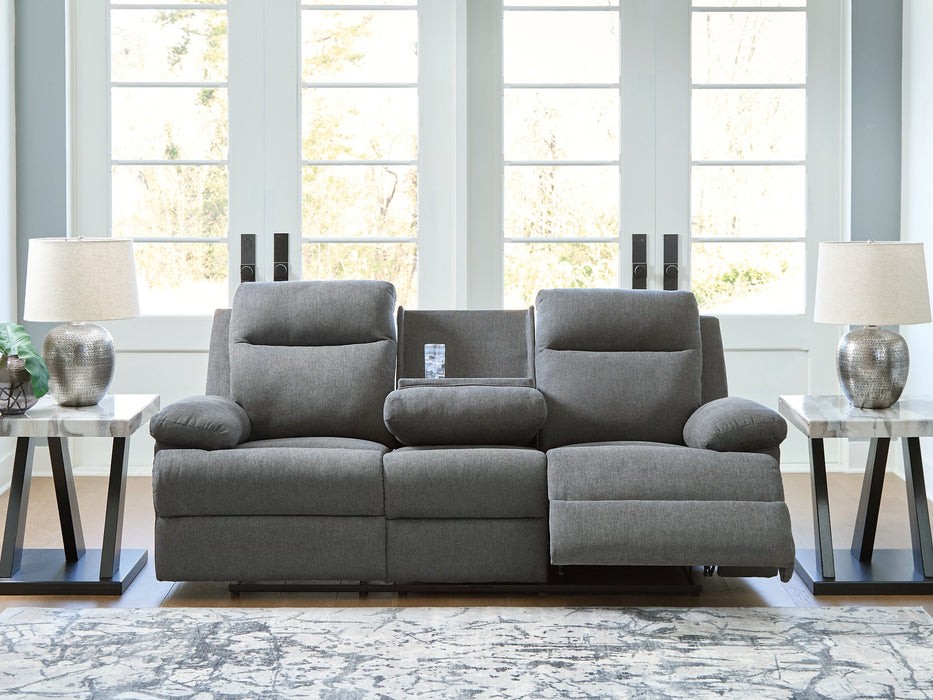 Side-Swipe Reclining Sofa with Drop Down Table - Golden Home Furniture 