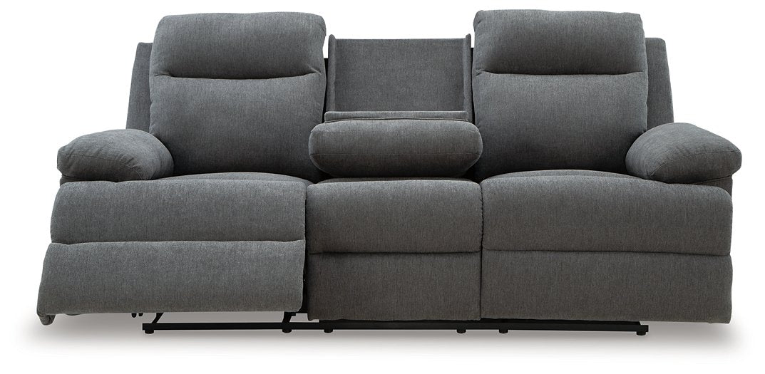 Side-Swipe Reclining Sofa with Drop Down Table - Golden Home Furniture 