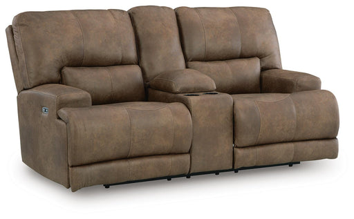 Beckley Place Power Reclining Loveseat with Console - Golden Home Furniture 