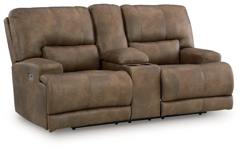 Beckley Place Power Reclining Loveseat with Console - Golden Home Furniture 