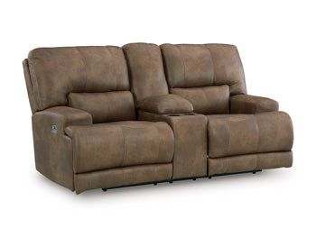 Beckley Place Power Reclining Loveseat with Console - Golden Home Furniture 