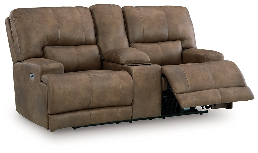 Beckley Place Power Reclining Loveseat with Console - Golden Home Furniture 