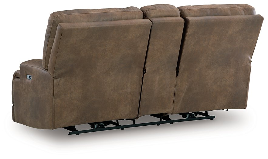 Beckley Place Power Reclining Loveseat with Console - Golden Home Furniture 
