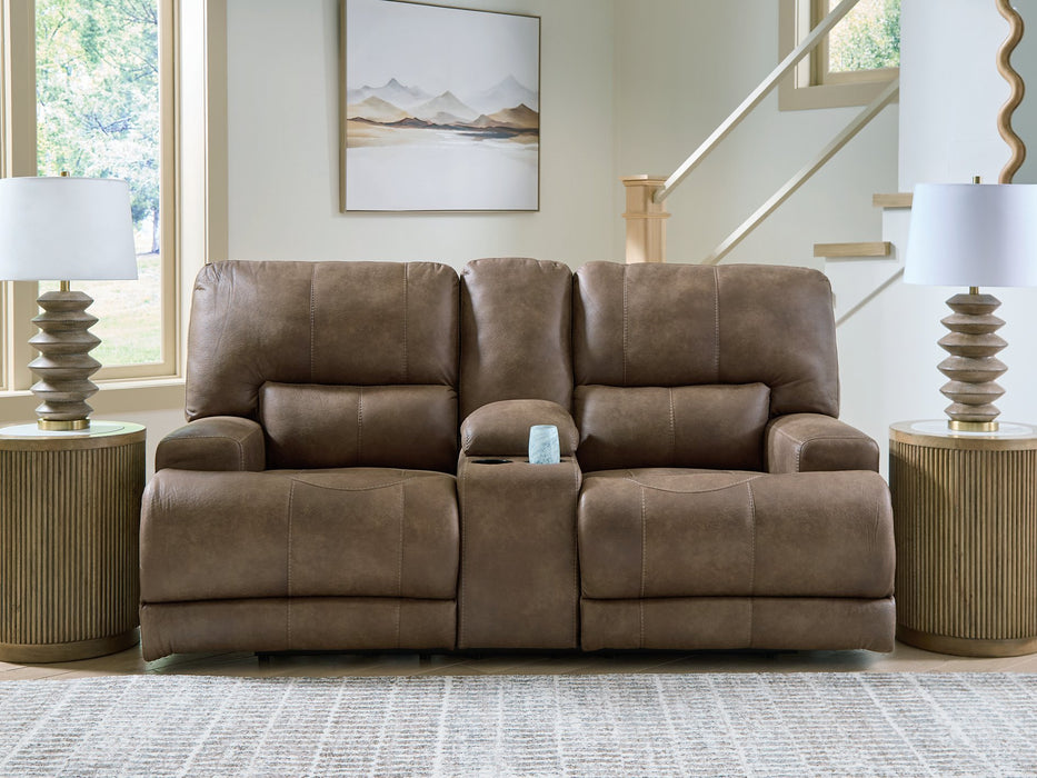 Beckley Place Power Reclining Loveseat with Console - Golden Home Furniture 