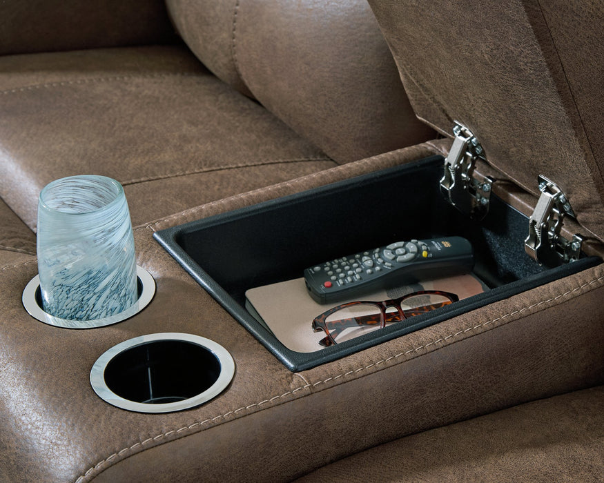 Beckley Place Power Reclining Loveseat with Console - Golden Home Furniture 
