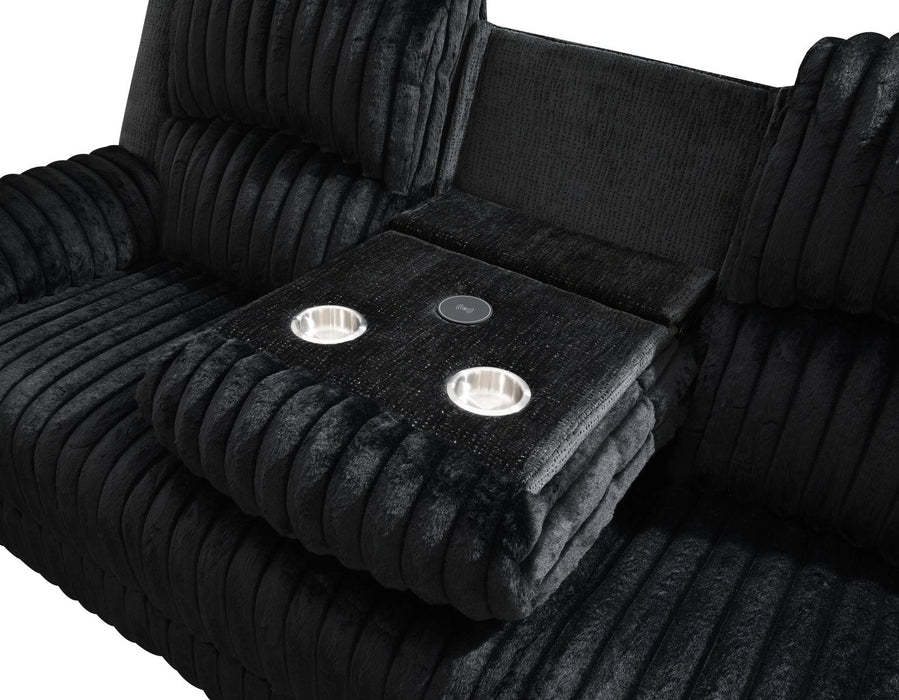 Black Corduroy Power Led Reclining Sofa