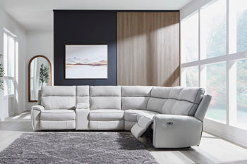Social Pointe Reclining Sectional with Storage Console - Golden Home Furniture 