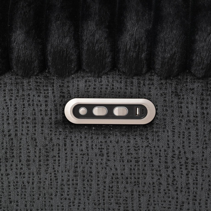 Black Corduroy Power Led Reclining Sofa