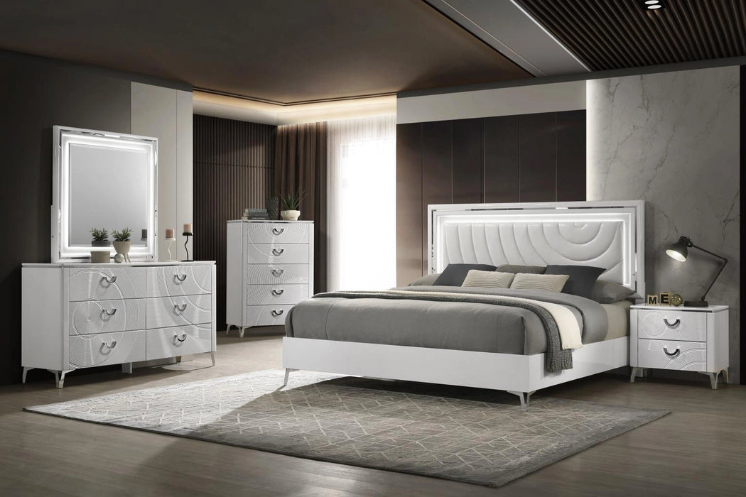 White Led Queen Bed