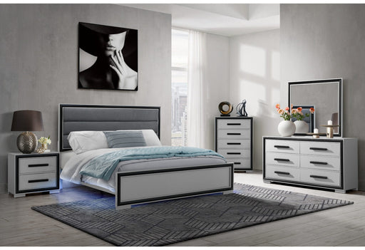 Amelia Grey-Black Bed With LED Dresser-Mirror And Nightstand - Golden Home Furniture (Columbus, OH) - Multi Location