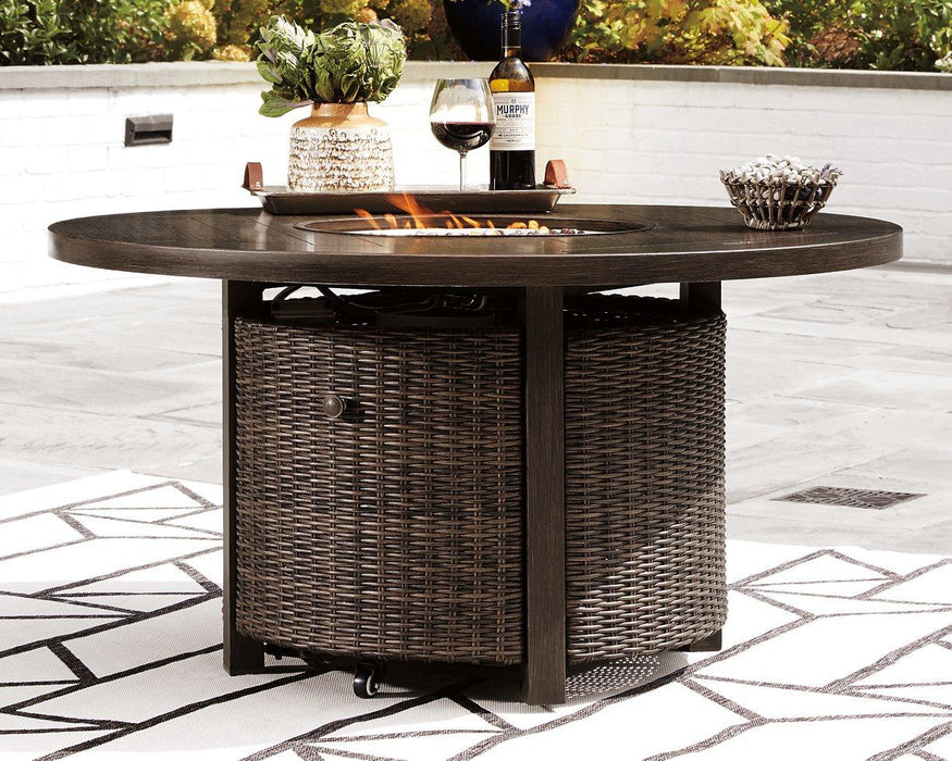 Paradise Trail Paradise Trail Fire Pit Table with 4 Nuvella Swivel Lounge Chairs - Golden Home Furniture (Columbus, OH) - Multi Location