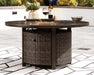 Paradise Trail Paradise Trail Fire Pit Table with 4 Nuvella Swivel Lounge Chairs - Golden Home Furniture (Columbus, OH) - Multi Location