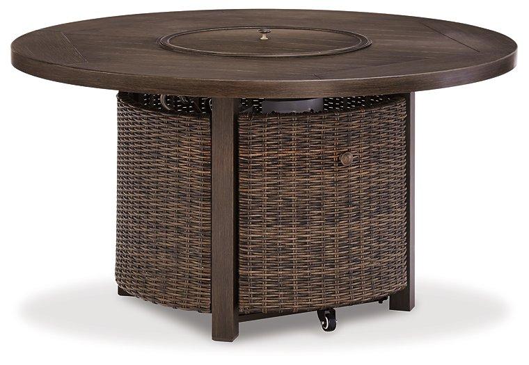 Paradise Trail Paradise Trail Fire Pit Table with 4 Nuvella Swivel Lounge Chairs - Golden Home Furniture (Columbus, OH) - Multi Location