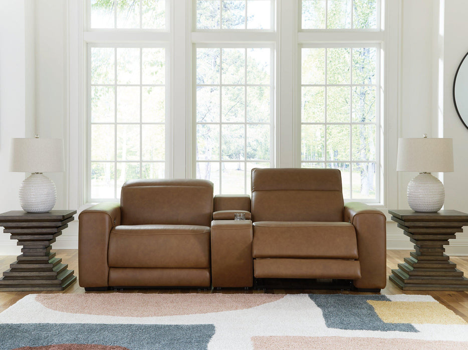 Magic Man Power Reclining Sectional Loveseat with Console - Golden Home Furniture (Columbus, OH) - Multi Location