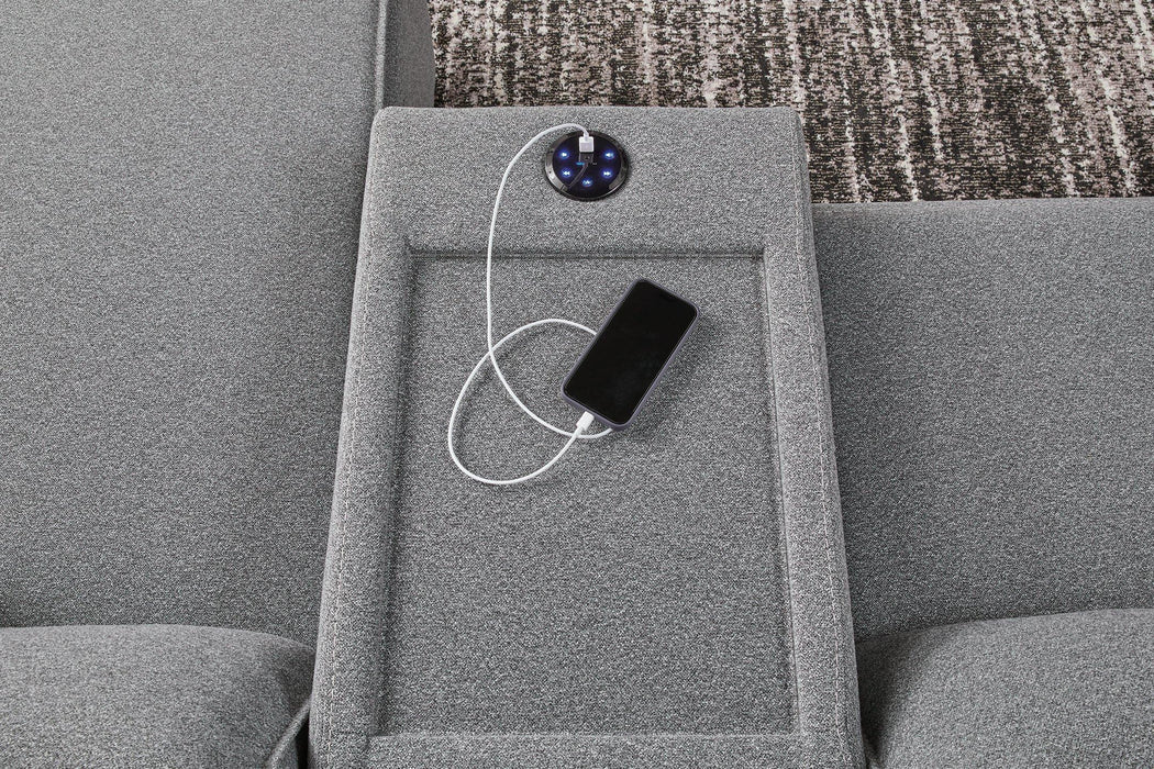 Modmax II Power Reclining Sectional with Audio Consoles - Golden Home Furniture 