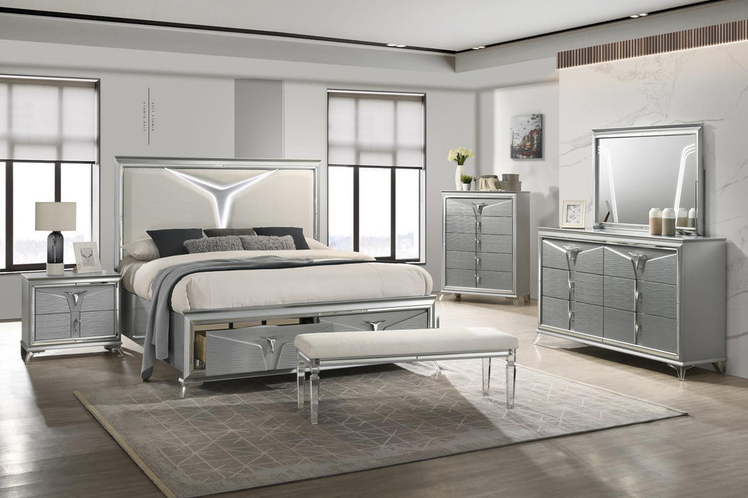 B024 King Bed Frame Dresser-Mirror-Chest-Nightstand