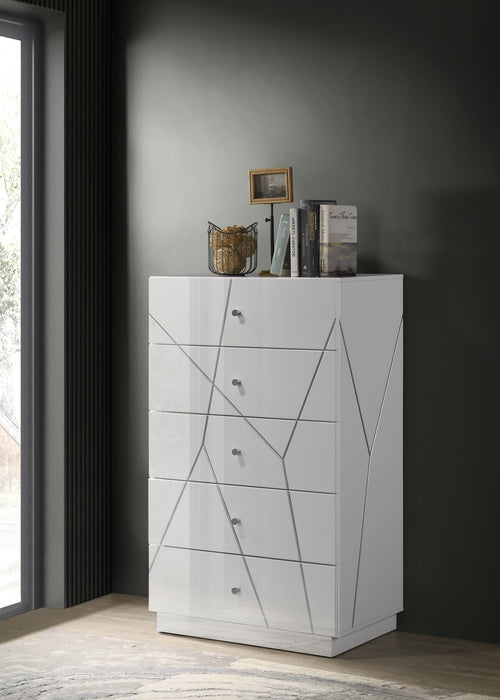 White/Gray Line King Bed
