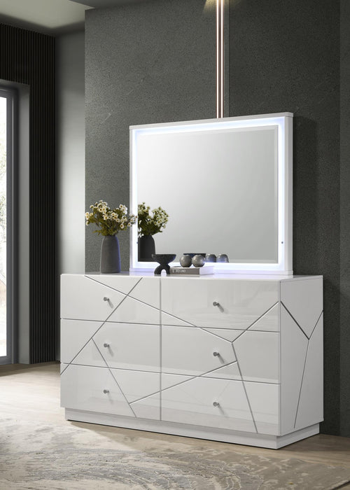 White/Gray Line Night Stand