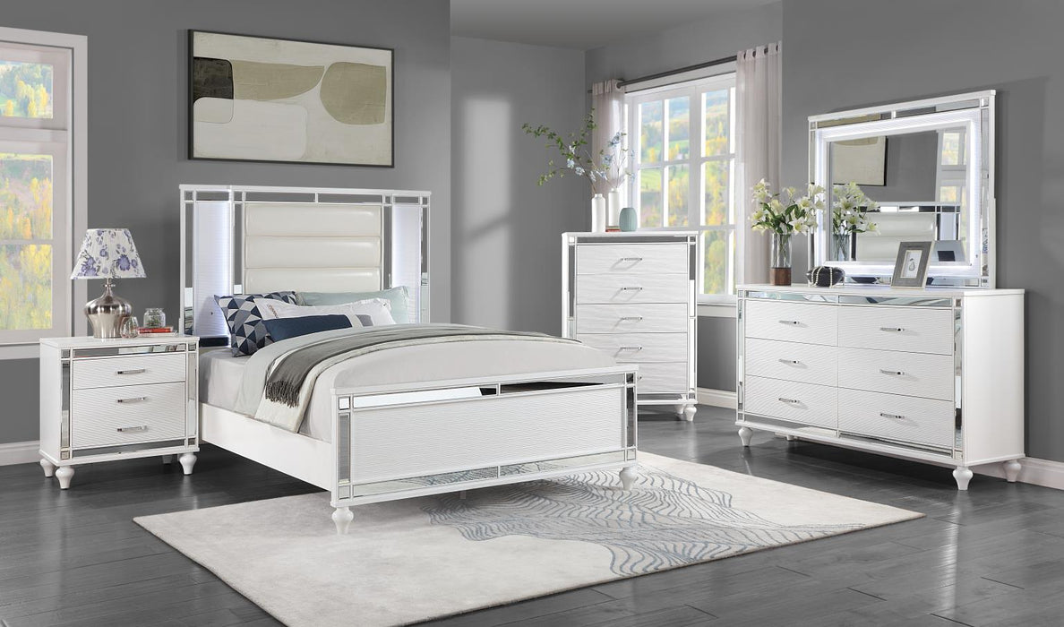 B224 New White Bed Frame-Dresser-Mirror-Chest-Nightstand