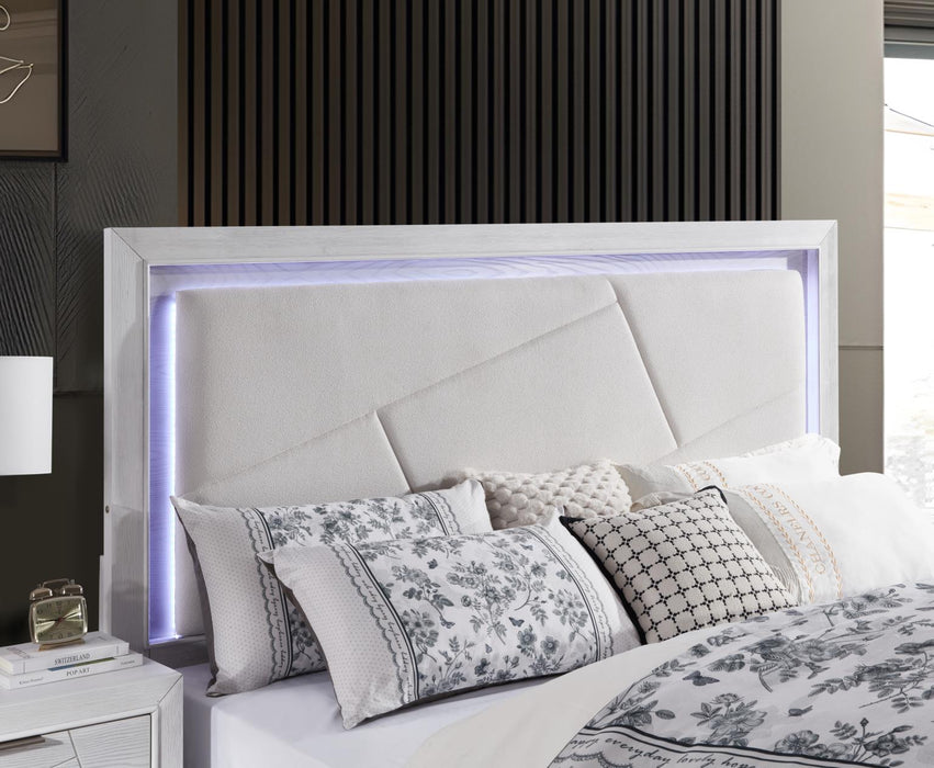 Led King Bed Antique White