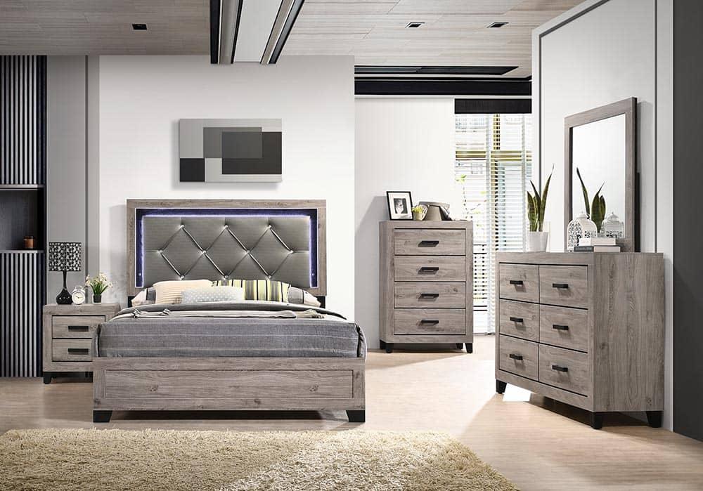 B377 Bed Frame-Dresser-Mirror-Chest-Nightstand