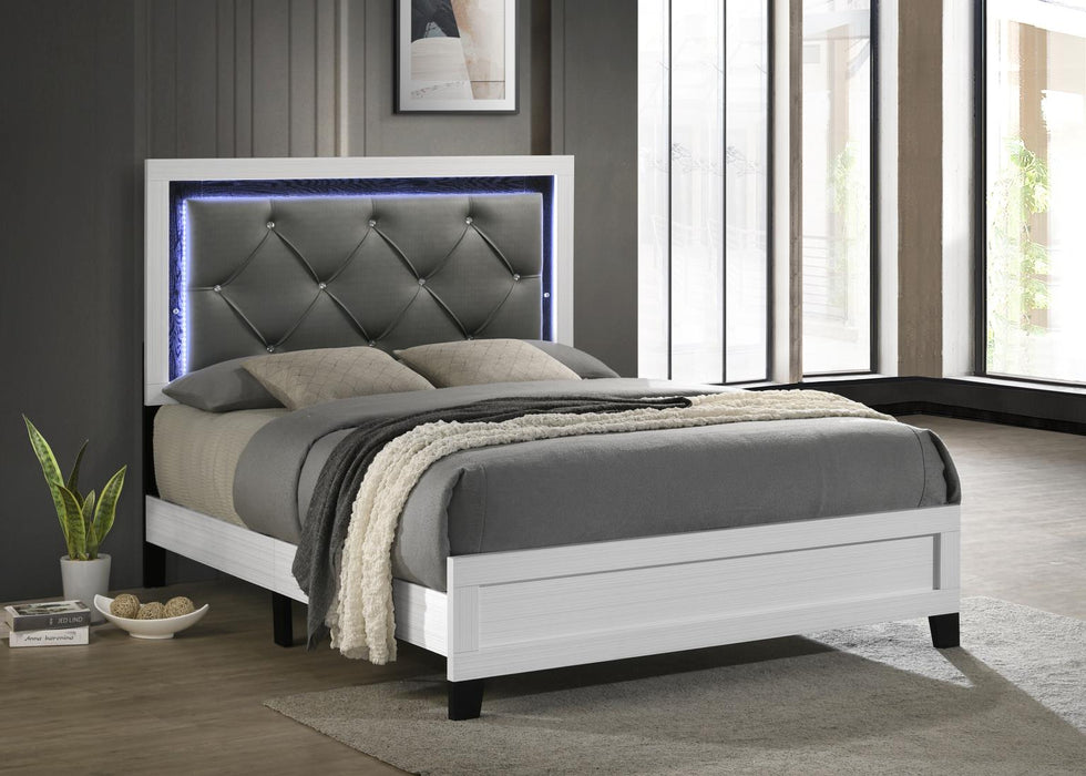 White Led Queen Bed